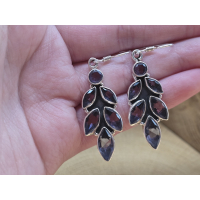 Echt zilveren oorbel hangers Amethist